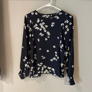 Banana Republic Navy Blue Blouse with floral print-Size S